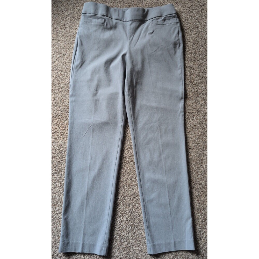 Studio Works Stretch Pull On Dress Pants Womens 12 Light Gray Career Slacks